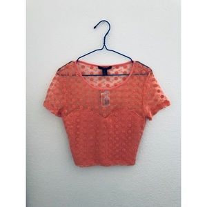 NWT Forever 21 Mesh Floral Crop Top